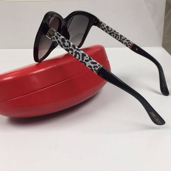 Jimmy Choo Glitter Animal Print Logo Sunglasses Never Used Made in Italy 🇮🇹 - Picture 5 of 7